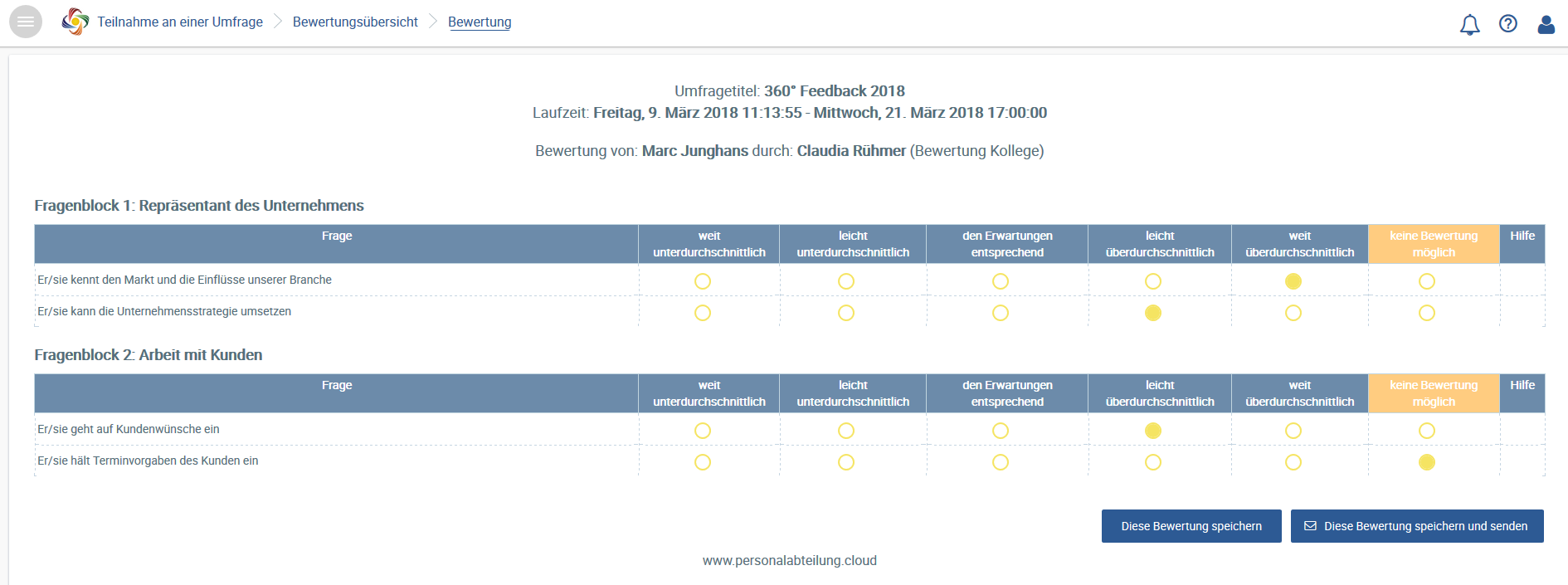 Bewertungsübersicht - personalabteilung.cloud - Personalabteilung 